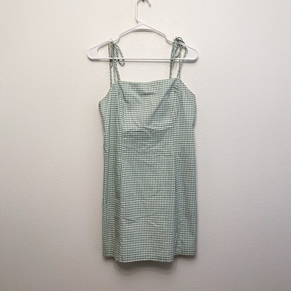 Lush Gingham Picnic Green Summer Minidress